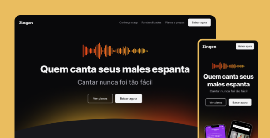 Landing Page completa e responsiva
de um aplicativo de Karaokê